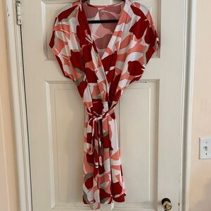 Nine West Floral High Low Dress in Red and Pink